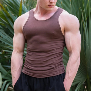 Débardeur de sport pour homme Débardeur à col en U à séchage rapide Débardeur en tissu côtelé pour homme - Product Image 4