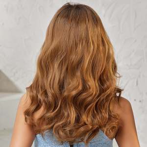 DWY 20 Inch Flax <b>Brown</b> Long Curly <b>Wig</b> with Transparent Lace Front for Women Model DWY-BL66079-1 - Product Image 6