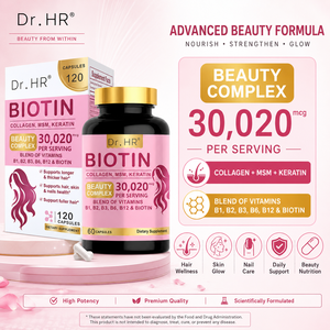 En stock – Capsules de complexe beauté à haute puissance de biotine 30020mcg avec collagène, MSM, kératine, <span class=keywords><strong>B1</strong></span>, B2, B3, <span class=keywords><strong>B6</strong></span>, B12 pour soutenir la santé des cheveux et de la peau - Product Image 2