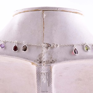 Vente en gros de collier en argent sterling 925 fait à la main au design classique pour femmes Chaînes fines de luxe avec pierres précieuses mélangées - Product Image 3