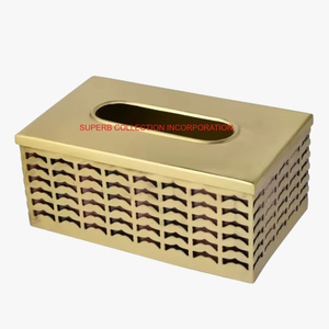 Porte-boîte à mouchoirs élégant en laiton doré fait à la main, distributeur en métal décoratif organisé pour table à manger, bureau, prix abordable - Product Image 2