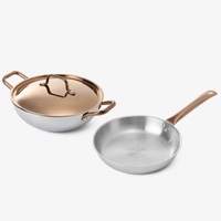 Casseroles en acier inoxydable martelé à la main de style européen, avec couvercle en branche d'olivier, poignée, écologiques, pour mariage, usage domestique, 10 pièces