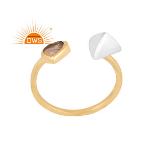 Último diseño hecho a mano 18K chapado en oro labradorita natural anillo ajustable Demi joyería fina para mujer regalo para ella - Product Image 4