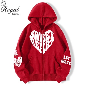 Venta al por mayor de alta calidad de los hombres/de las mujeres con ácido lavado con capucha 3XL tamaño sudadera de lana con relieve Puff impresión - Product Image 3