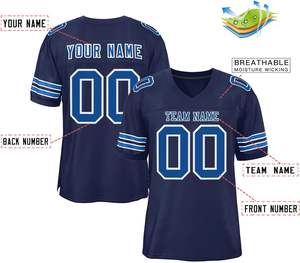 Maillots de football américain sublimés Clubwear Sportswear Polyester Mesh Quick Dry Sleeve Stripes Team Logo Name Numbers Printing - Product Image 4