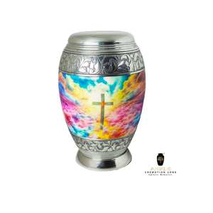 Urnas de cremación de aluminio hechas a mano con revestimiento Meena grande (220 pulgadas cúbicas) y recuerdo (3 pulgadas cúbicas) grabables - Product Image 4