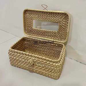 Elegante Portapañuelos Decorativo Cuadrado de Ratán Tejido a Mano de Primera Calidad Tradebyd - Product Image 3