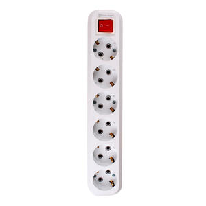 6 Way White <b>Extension</b> <b>Socket</b> With Grounding With Button 3 Meters Cable Electrical Power Strip ABS Plastic UK US EU Standard - Product Image 3
