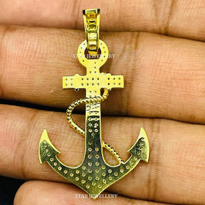 Pendentif ancre en or rose massif 14 carats et or blanc avec diamant naturel, bijoux de luxe pour femmes chrétiennes - Product Image 3