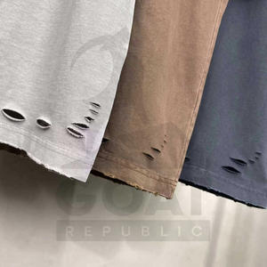 Faible MOQ, poids lourd, 220g, 100% coton tricoté uni, sur mesure, coupe régulière pour homme, taille plus, respirant, séchage rapide - Product Image 6