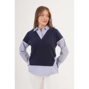 Blusa Azul Marino de Moda para Mujer con Detalle de Camisa, Accesorio de Moda al por Mayor - Product Image 3