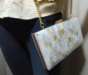 Women Summer <b>Mini</b> Handbag Money Clutch Wallet Purse Envelope Woven mother of pearl Clutch bags - Product Image 6