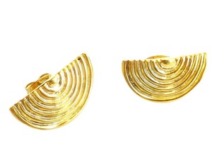 Ancient Greek Theatre <b>Stud</b> Earrings for Women's Fashion 18k Solid Gold Plated Ancient Greek Design Earrings - Product Image 4