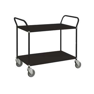 Chariot sur pied KM8105B, couleurs unies, chariot à 2 étagères avec finition noire - Product Image 1