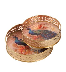 Elegante bandeja de servir impresa en cobre con arte detallado, bandeja de servir impresa en cobre con diseños contemporáneos fusionados a bajo precio - Product Image 2