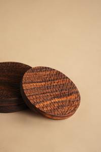 Natural Acacia Wood Coasters Eco-Friendly Durable Stylish <b>Protects</b> <b>Furniture</b> Set of 6 Ideal for Coffee Tea and Drinks - Product Image 6