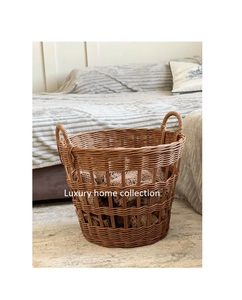 Ecofriendly rustic <b>rattan</b> basket ideal for magazine <b>storage</b> in living rooms or decorative utility in entryways - Product Image 4