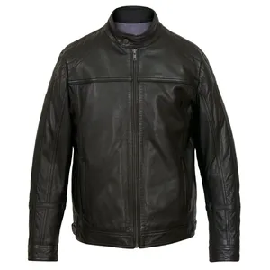 แจ็คเก็ตหนังผู้ชายสีดำ Nappa แจ็คเก็ตหนัง Nappa แจ็คเก็ตขายส่ง - Product Image 1