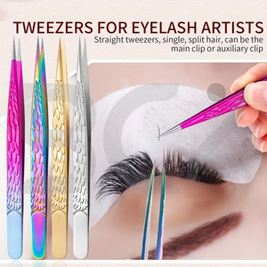 Stainless Steel Eyelash Extension Tweezers Hyperfine High Precision Straight Lash Eyebrow Grafted Tweezers Makeup Tools - Product Image 5