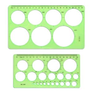 Plantilla circular verde de 20cm, regla de plástico, herramientas de medición, 29 círculos, suministros escolares y de oficina para estudiantes, 2 uds. - Product Image 1