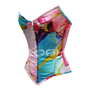 Corsé Reductor de Cintura con Copas con Aro y Cierre de Varillas de Acero, Estampado de Mármol Vibrante Sublimado en Satén Premium - Product Image 3