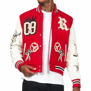 Vente chaude Rouge Broderie Personnalisée Varsity Hommes Vestes Manches En Cuir Letterman Homme Vestes Vestes D'hiver pour homme Respirant - Product Image 5
