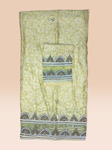 Tela George con Cuentas Crema y Bordado Plateado, Material de Encaje de Lujo para Bodas Nigerianas - Product Image 2