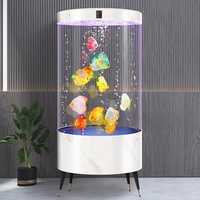 Aquarium moderne sur pied en verre rond de grande taille avec filtration continue, capacité de 250 L, fonctionnement automatique pour salon