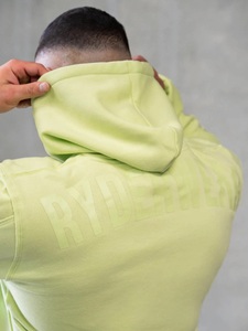Sweat-shirts à capuche jaunes en gros pour hommes, sweat-shirts de haute qualité en coton mélangé, couleur unie, sweat-shirts vierges avec logo personnalisé - Product Image 2