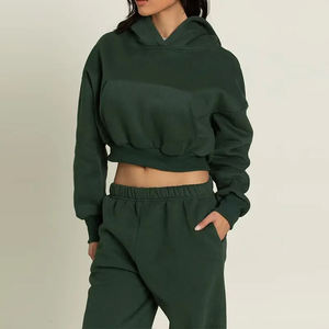 Ropa de gimnasio de lavado ácido informal de talla grande para mujer a la moda, Top corto de dos piezas, pantalones de chándal con capucha, Logo, conjunto de chándal para correr y Fitness - Product Image 6