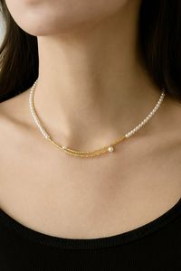 JM <b>Jewelry</b> Women's 18K Real Gold Natural Freshwater <b>Pearl</b> Ball Shape Christian Necklace 3.00~4.50mm Gift Occasions - Product Image 3