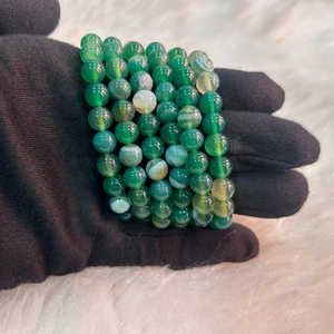 8mm <b>Beaded</b> <b>Bracelets</b> for Women and <b>Men</b> Green Agate Gemstone Bedded <b>Bracelet</b> for Gifts - Product Image 2