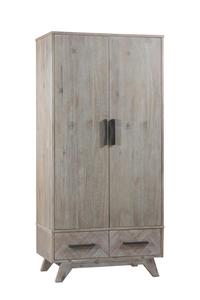 Acacia Solid Wood Freestanding <b>Wardrobe</b> 2 Doors 2 Drawers Bedroom Storage Cabinet With Custom OEM ODM Service Wholesale - Product Image 3