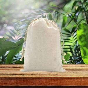 Pochettes écologiques 100% coton avec cordon de serrage Sacs de rangement en tissu réutilisables en vrac pour l'emballage de cadeaux et l'utilisation de voyage - Product Image 5