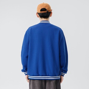 Nouvelle veste universitaire en toile enduite de haute qualité avec col montant et logo à l'avant pour hommes, décontractée, de couleur unie, pour le printemps et l'automne - Product Image 2