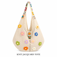 Sac fourre-tout en jacquard tricoté, style décontracté pour les trajets quotidiens, service d'échantillonnage rapide, vente en gros directe d'usine, logo personnalisé pris en charge