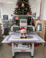 Machine à broder informatisée YunFu 12/15 aiguilles, zone de broderie 800x500mm, pour casquettes/plats/t-shirts, 1200 tr/min, pour imprimerie