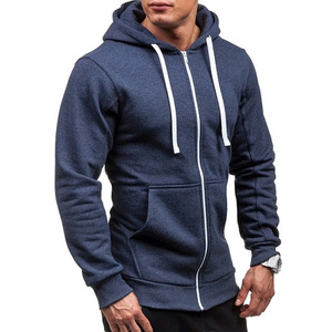 Sudadera con capucha y cremallera completa azul real personalizable para hombre, estampado cómodo de alta calidad, talla de invierno con opciones de color de logotipo - Product Image 4