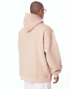 <b>Men's</b> Oversized Basic Beige <b>Hoodie</b> Cotton/Polyester Blend Print Winter Urban Streetwear Premium Quality OEM Customized Fleece - Product Image 4