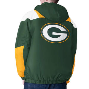 Pull-over à demi-glissière de style vintage pour hommes, veste coupe-vent de football à capuche, col long, teint uni pour les jours de pluie d'hiver - Product Image 4