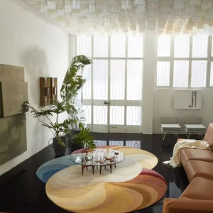 Hình Học Khâu Không Thường Xuyên Khu Vực Thảm Chất Lượng Hàng Đầu Vòng Tròn Hình Dạng Len Và Lụa Thảm Đơn Giản Thiết Kế Đầy Màu Sắc Phòng Khách - Product Image 1