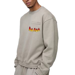 OEM/ODM Hombres Oversized Heavyweight 500GSM Algodón Fleece Sudadera Cuello redondo Sudadera con capucha para el invierno Streetwear - Product Image 1