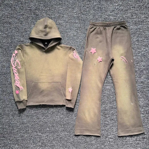 เสื้อวอร์มพิมพ์ลายตัวอักษรพิมพ์ลายแอซิดสไตล์วินเทจผ้าพัฟฟ์ใส่สบาย - Product Image 1