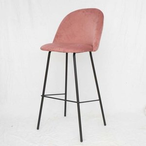 Taburete Alto Contemporáneo con Estructura Metálica y Tapicería de Tela para Bar en Casa y Cafetería - Product Image 5