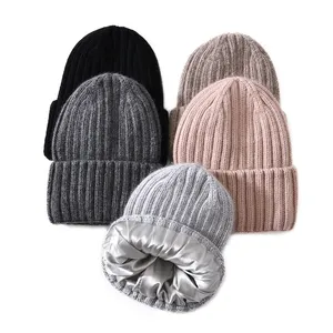 Berretto in maglia di lana calda e carina personalizzata berretti invernali in cashmere berretti da donna 100% cappelli a cuffia in pura lana