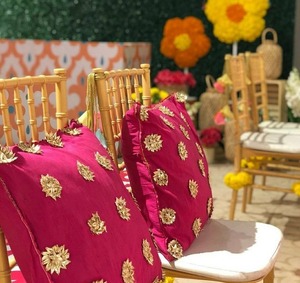 Funda de Cojín de Seda de Algodón Decorativo a Rayas, Funda de Almohada para Boda, Eid Haldi, Sangeet, Fiesta, Decoración del Hogar - Product Image 2