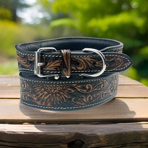 Collar de perro de PU de cuero táctico de 2 pulgadas personalizable de lujo, mango ajustable para perros grandes, diseño Simple clásico elegante - Product Image 6