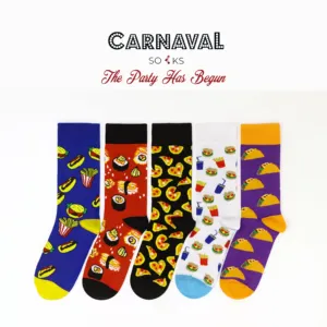 Fast Food Design 5-Pack <b>Sock</b> Set Breathable and Daily Use Packaged in <b>Box</b> - Product Image 2