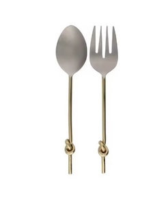 Juego de servidor de ensalada de Metal chapado en oro de calidad superior Acero inoxidable con mango en forma de concha Juego de cuchara y tenedor para servir - Product Image 5