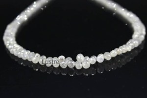 LUSTRE - Juego de 10 Piezas de Diamantes Blancos en Forma de Briolette, Cuentas Facetadas en Forma de Lágrima, 50 Quilates, 16 Pulgadas, Joyería - Product Image 2